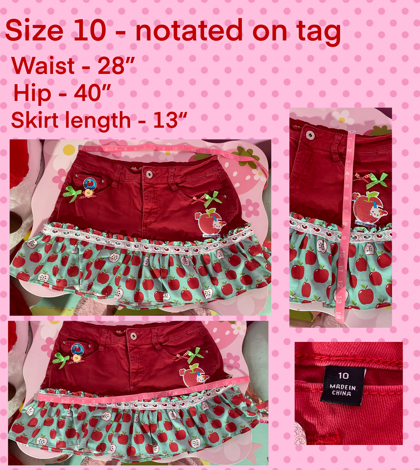 Usahana Apple upcycled denim skirt