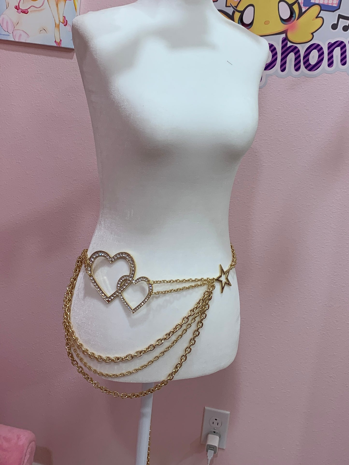 Sparkling Gal's Heart chain belt