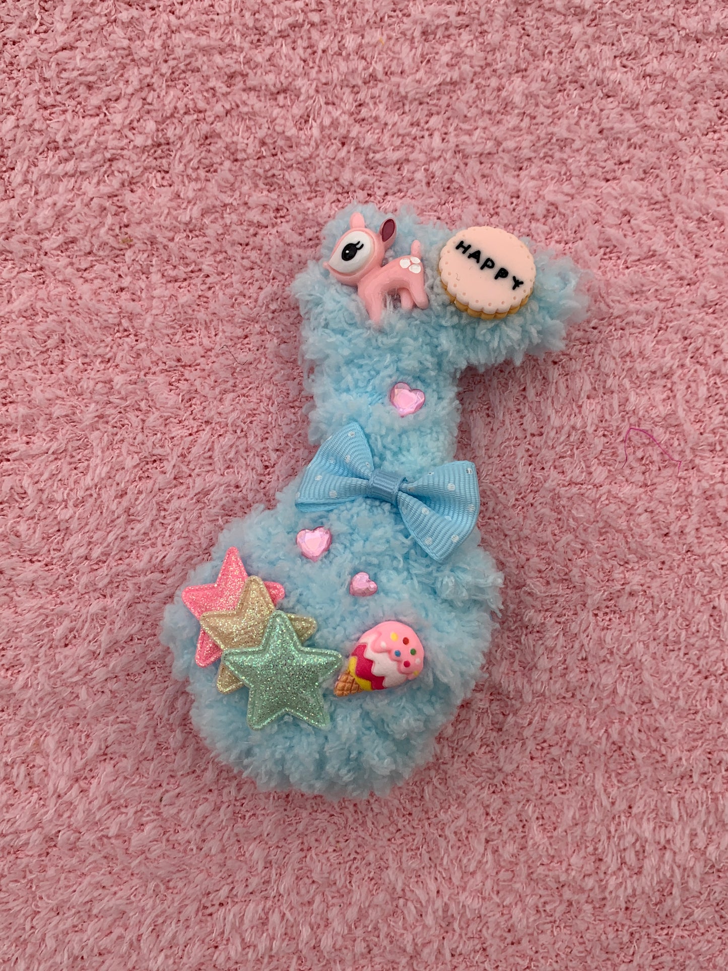 Fancy Deer Blue Fuzzy Note Clip
