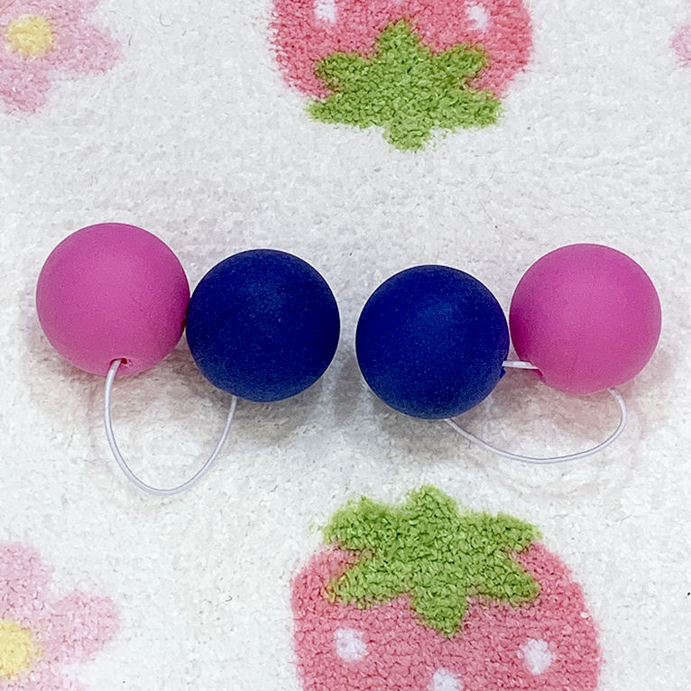 Hot pink x dark blue hair bobbles