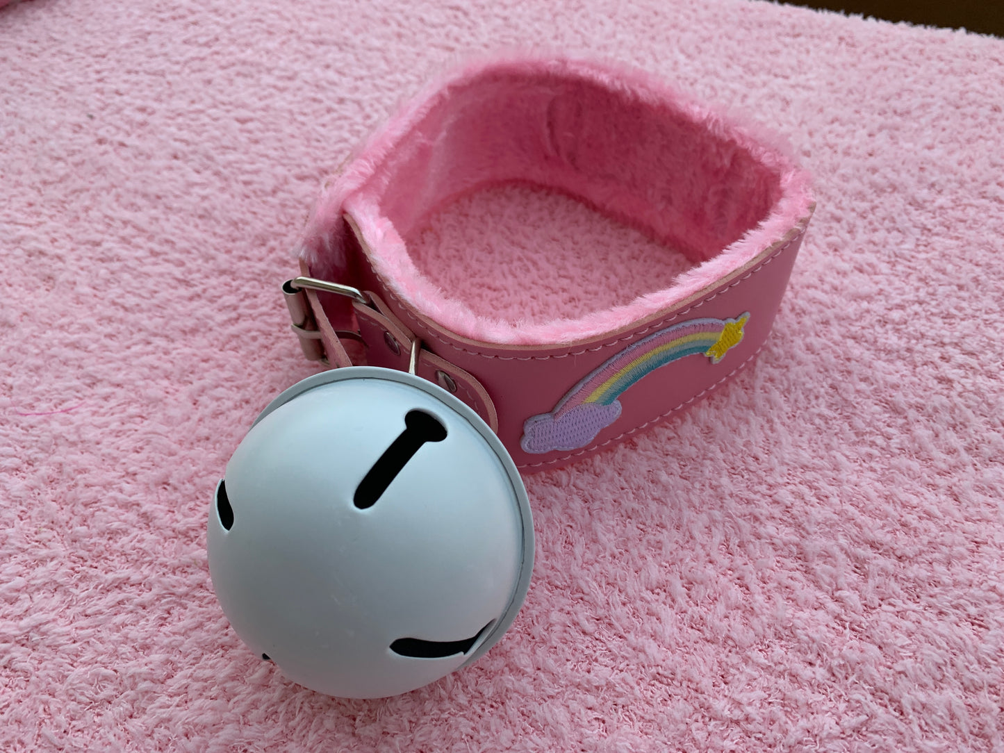 Girly Rainbow Pink Giant Bell Collar