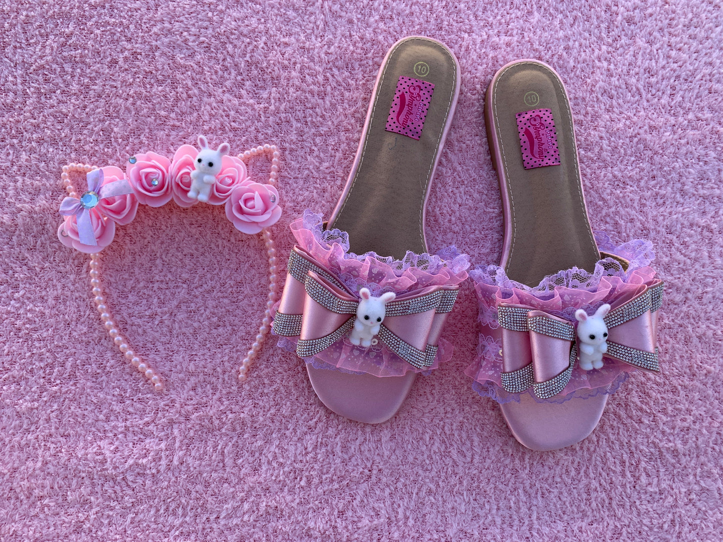 Jelly Bunny Hime Slides & Headband set - Size 10 US women