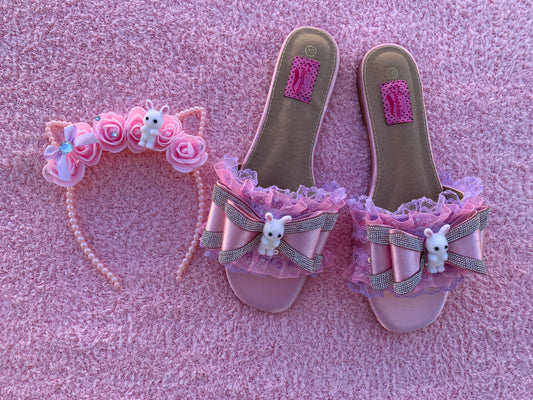 Jelly Bunny Hime Slides & Headband set - Size 10 US women