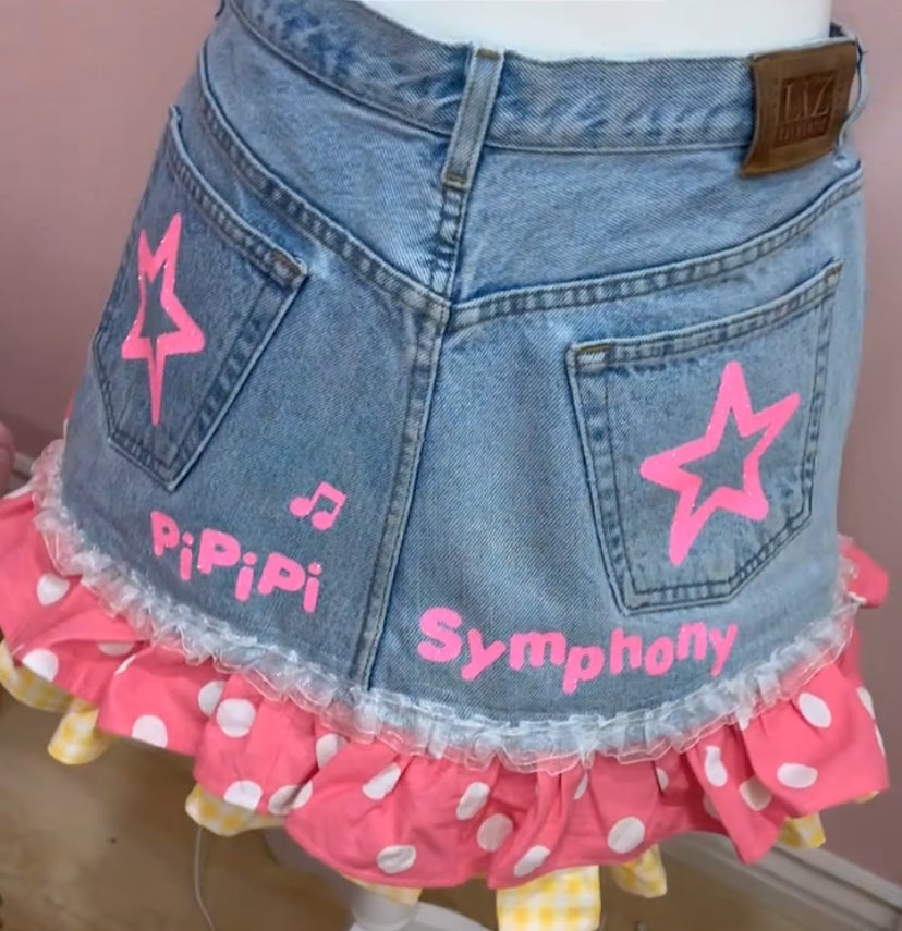 Happyful Note Denim Skirt