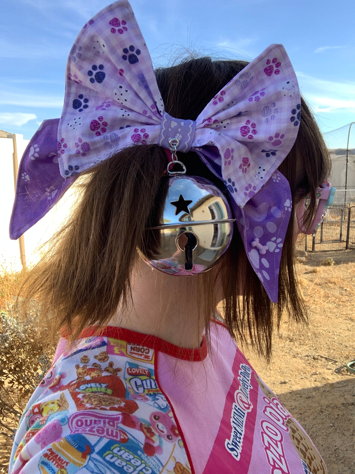 Purple Pawz Giant Bell Twintail Clips
