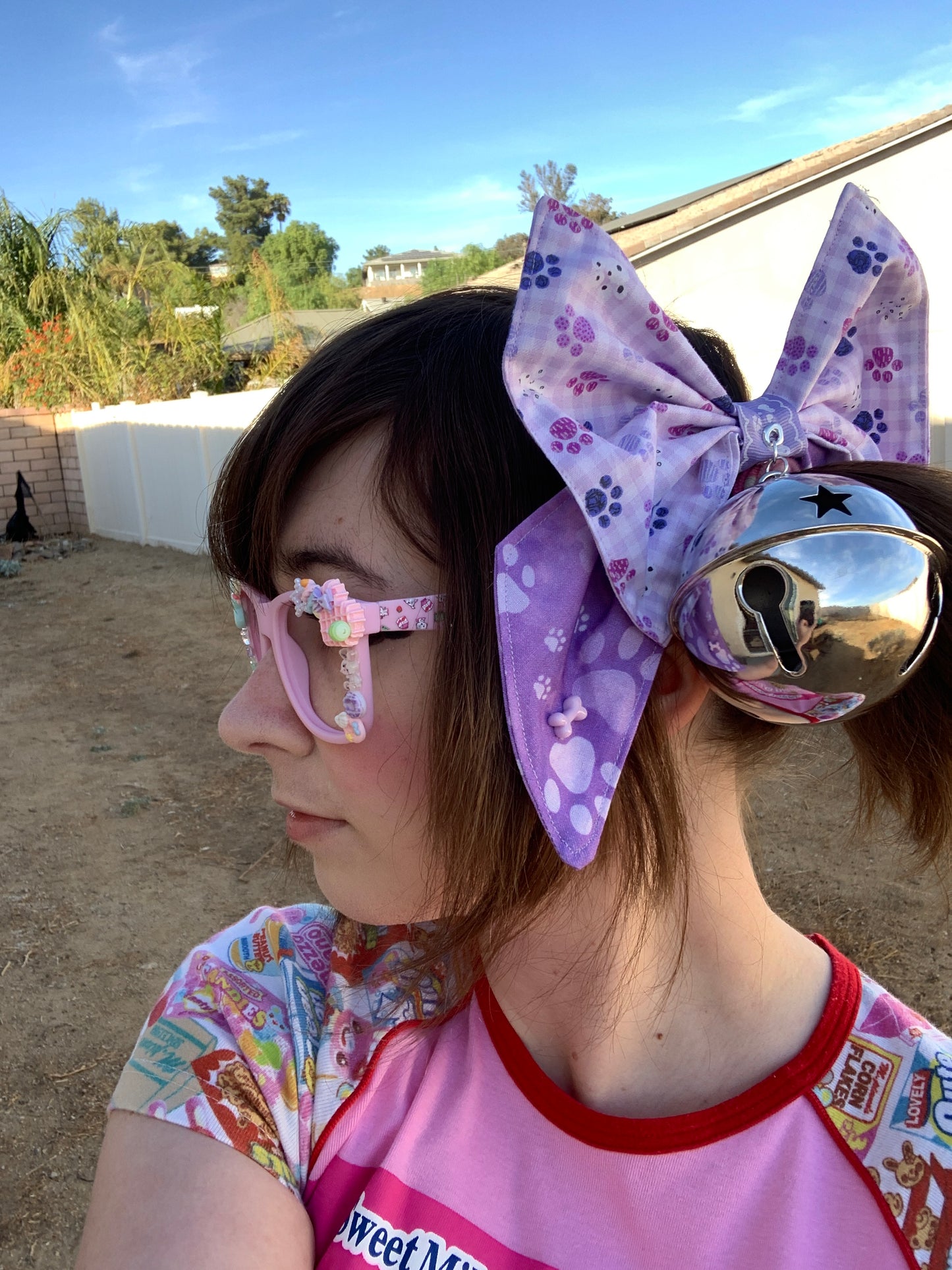 Purple Pawz Giant Bell Twintail Clips