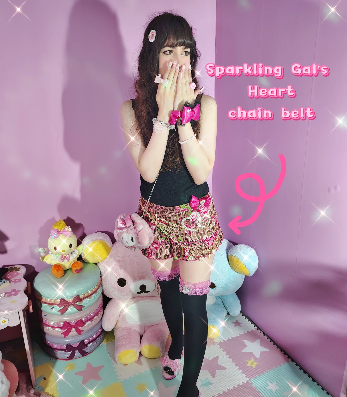 Sparkling Gal's Heart chain belt