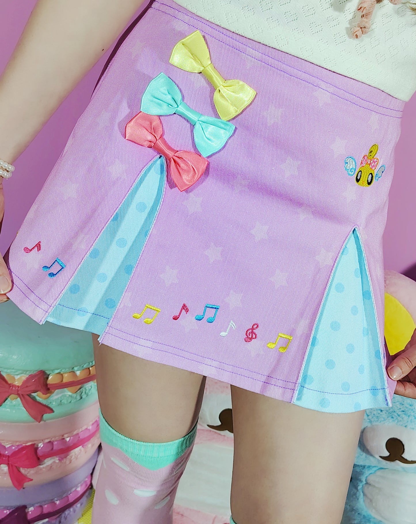 Happy Party Dot denim miniskirt