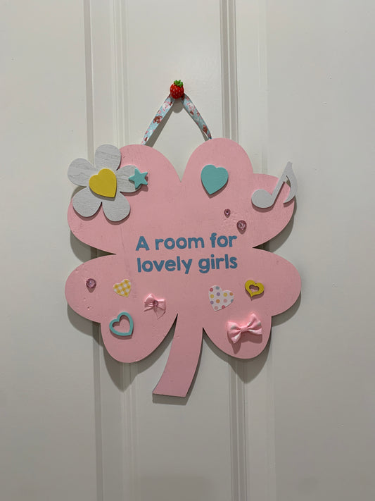 A Room for Lovely Girls Room Sign - Pink