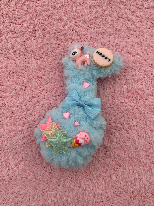 Fancy Deer Blue Fuzzy Note Clip
