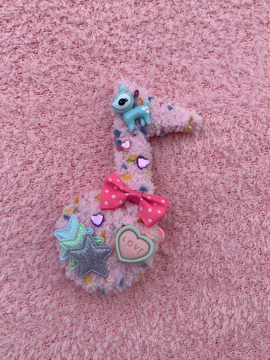 Fancy Deer Pink Fuzzy Note Clip