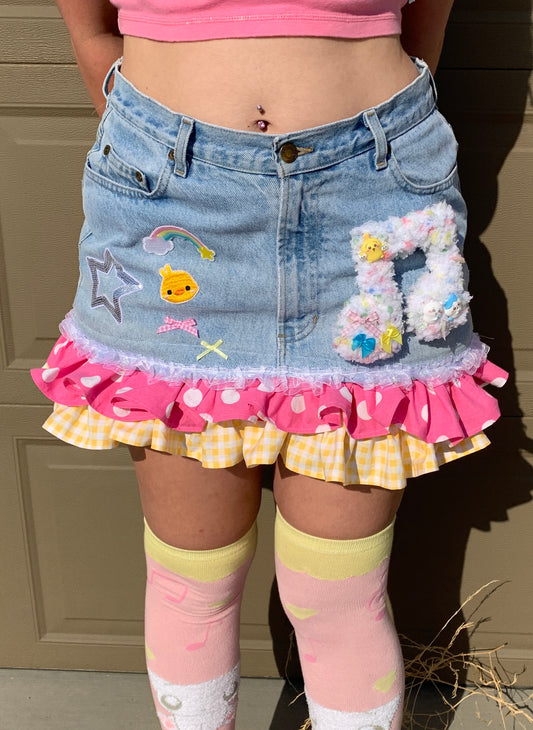 Happyful Note Denim Skirt
