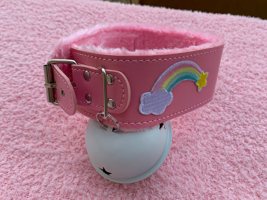Girly Rainbow Pink Giant Bell Collar