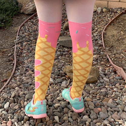 Waffle Cone Plz! Over the Knee Socks