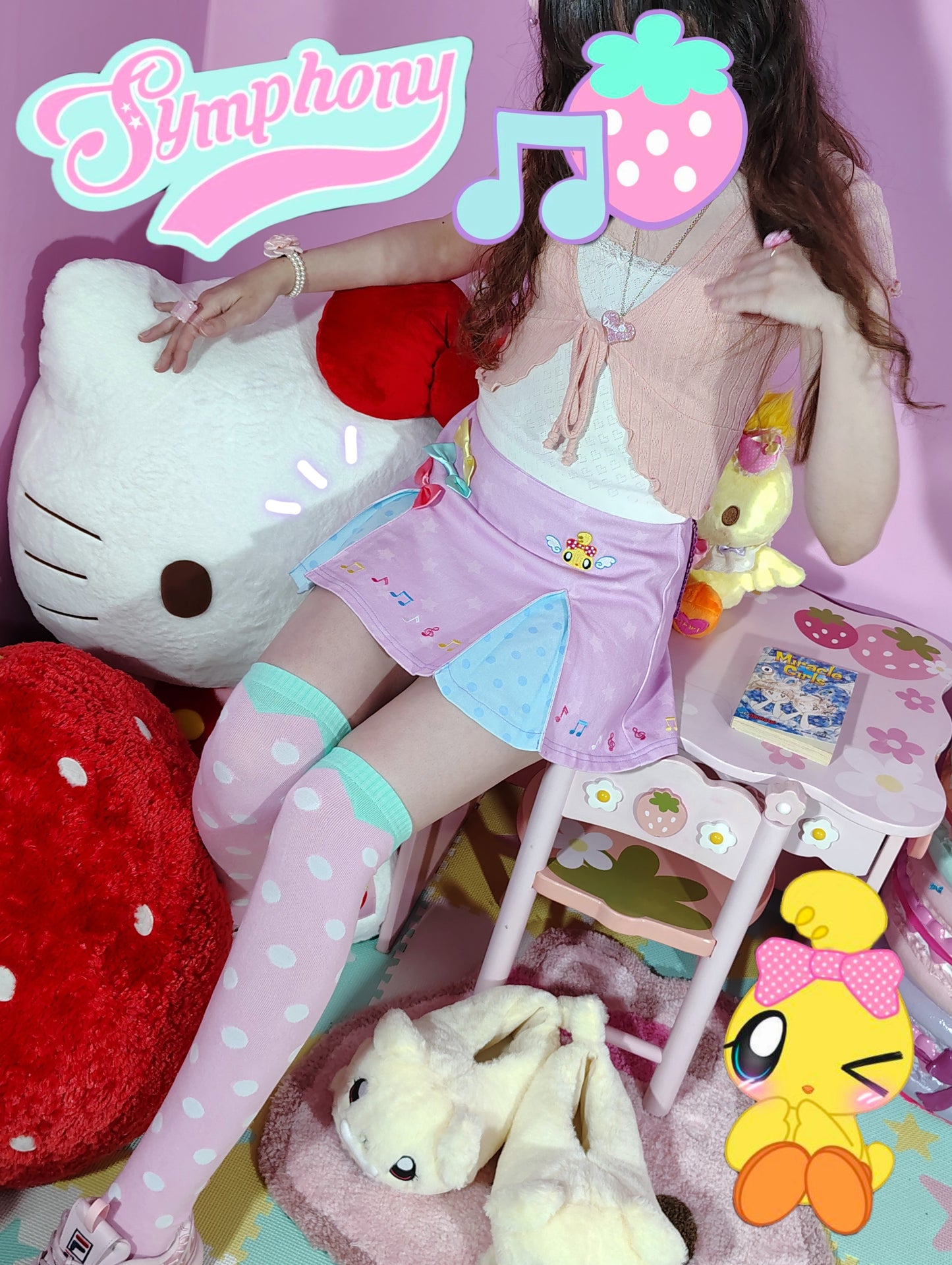 Happy Party Dot denim miniskirt