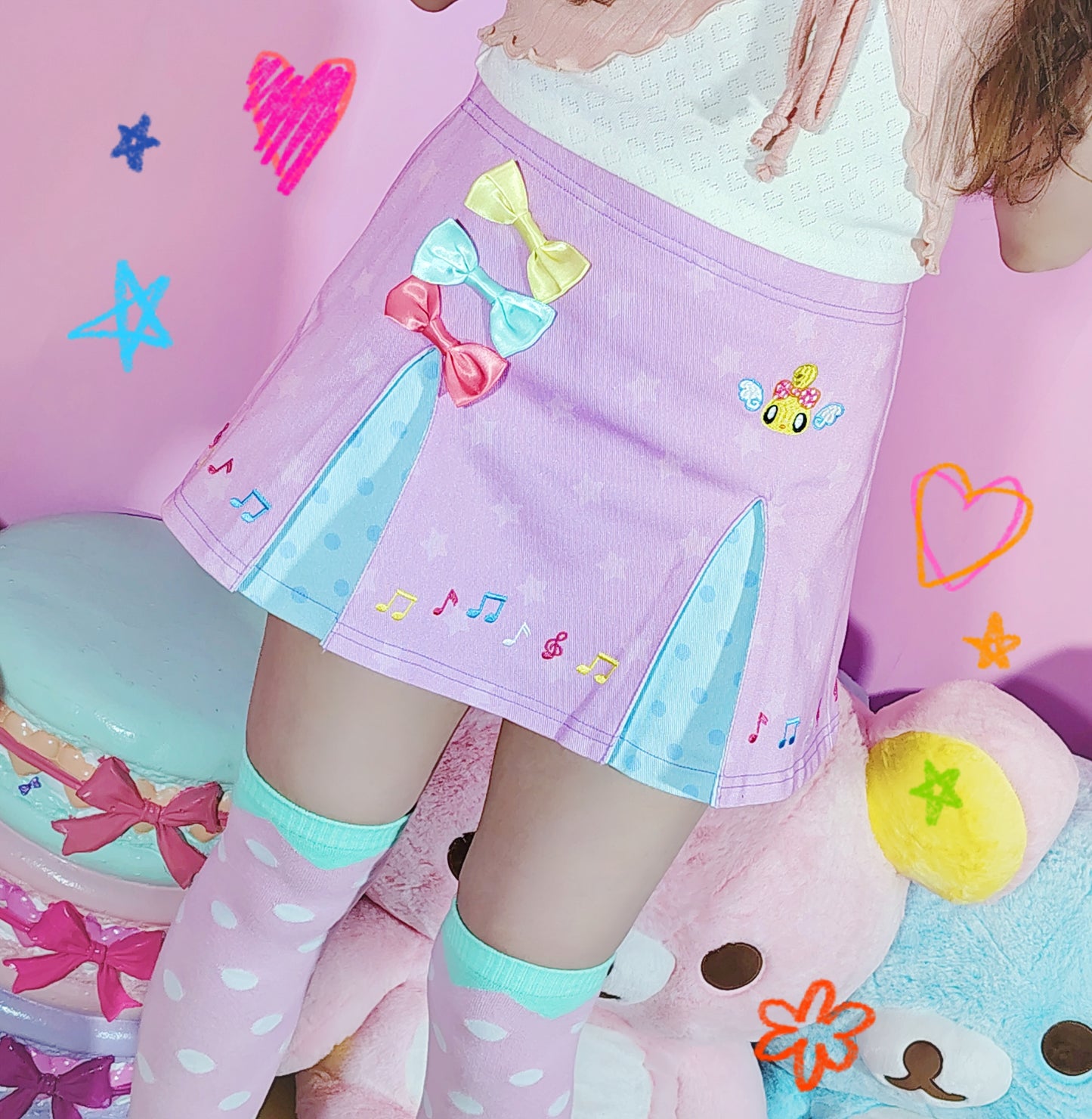 Happy Party Dot denim miniskirt