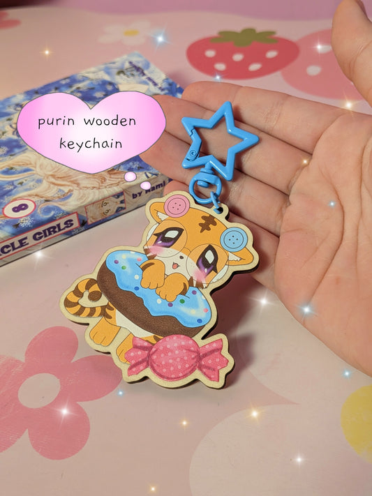 Purin wooden keychain