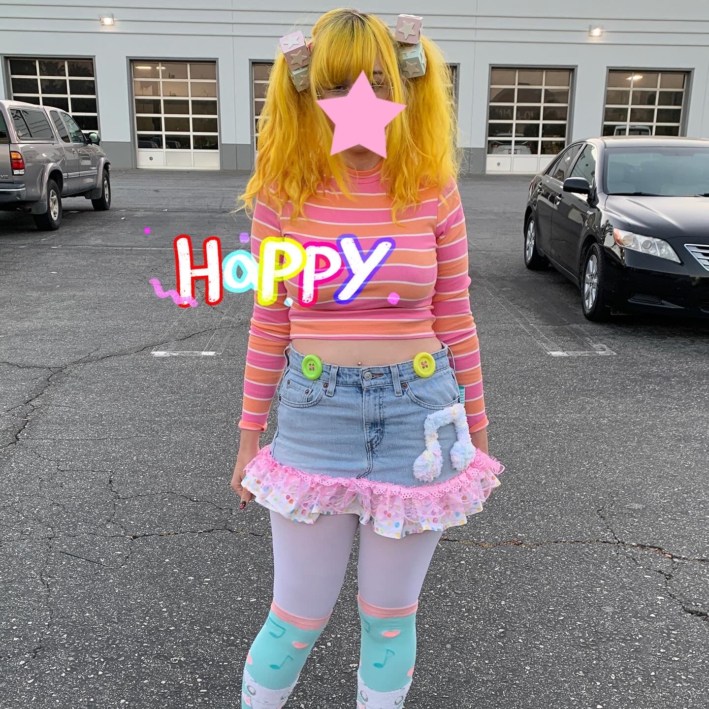 Sweet Confetti Note Denim Skirt