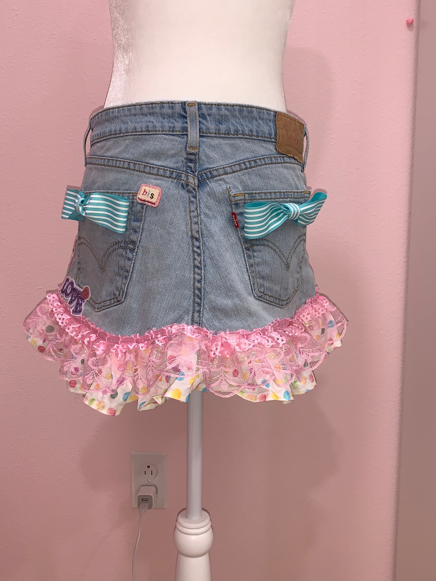 Sweet Confetti Note Denim Skirt