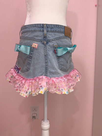 Sweet Confetti Note Denim Skirt