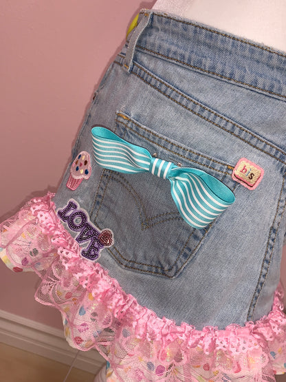 Sweet Confetti Note Denim Skirt