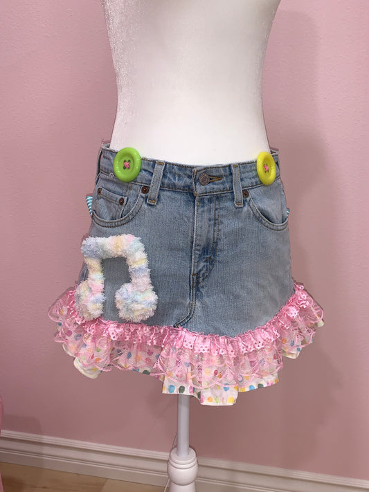 Sweet Confetti Note Denim Skirt